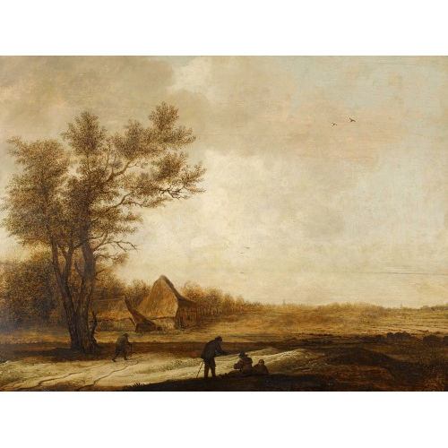 ANTHONIE JANSZ. VAN DER CROOS : Weite Landschaft mit Bauernhaus und rastenden Bauern (DOBIASCHOFSKY AUKTIONEN AG)