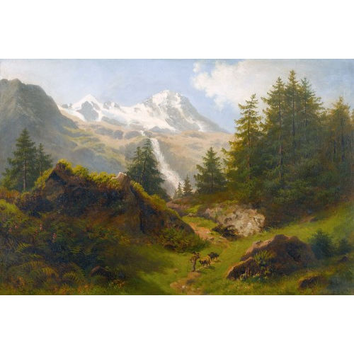 RUDOLF SNELL : Gebirgslandschaft mit Hirte und Schafen (DOBIASCHOFSKY AUKTIONEN AG)
