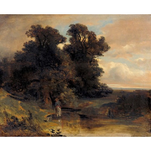 ALEXANDRE CALAME : Bachlandschaft mit Reiter (DOBIASCHOFSKY AUKTIONEN AG)