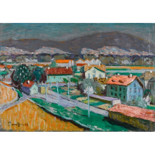 FRED STAUFFER : Sommerliche Landschaft mit H�usern (DOBIASCHOFSKY AUKTIONEN AG)