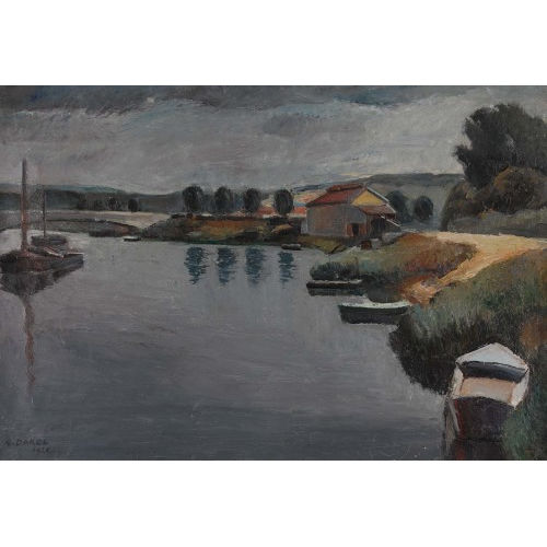 GEORGES DAREL : Flusspartie mit Kahn (DOBIASCHOFSKY AUKTIONEN AG)