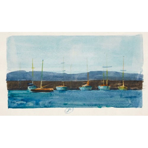 G�RARD DE PAL�ZIEUX : Uferpartie am Genfersee mit Segelbooten (DOBIASCHOFSKY AUKTIONEN AG)