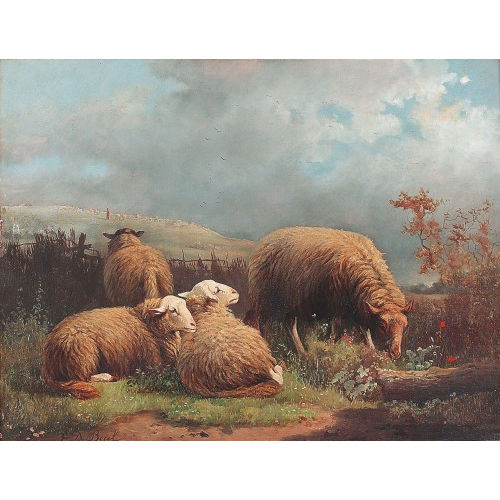 LAURENT DE BEUL : Landschaft mit Schafen (DOBIASCHOFSKY AUKTIONEN AG)