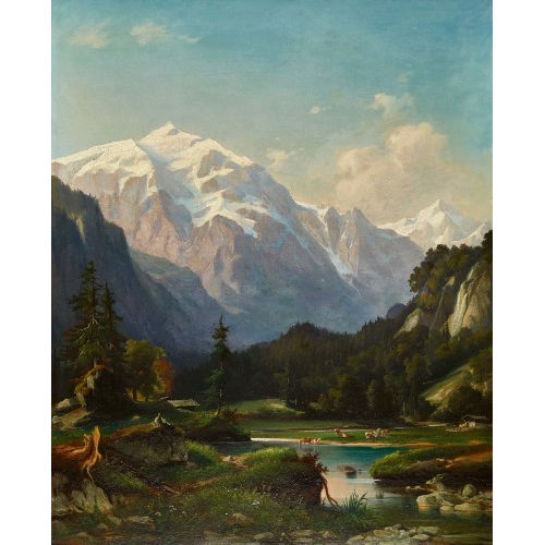 FRANZ ADOLF CHRISTIAN M�LLER : Idyllische Alpenlandschaft mit Staffage (DOBIASCHOFSKY AUKTIONEN AG)