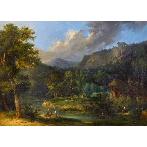 ALEXIS FRAN�OIS BOYENVAL : Idyllische Flusslandschaft mit Staffage (DOBIASCHOFSKY AUKTIONEN AG)