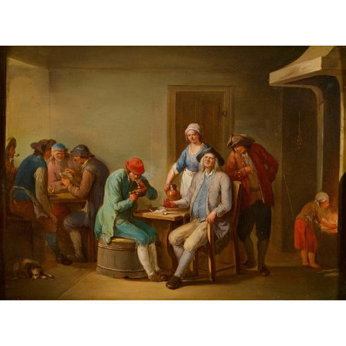 19. JH. HOLLAND : Schenkeninterieur mit Bauern (DOBIASCHOFSKY AUKTIONEN AG)