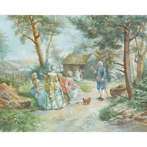 FRAN�OIS ADOLPHE GRISON : 'Jean Jacques Rousseau donnant une le�on de botannique � Ermenonville' (DOBIASCHOFSKY AUKTIONEN AG)