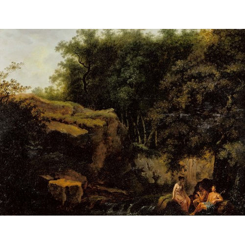 SALOMON GESSNER : Idyllische Flusslandschaft mit drei Figuren (DOBIASCHOFSKY AUKTIONEN AG)
