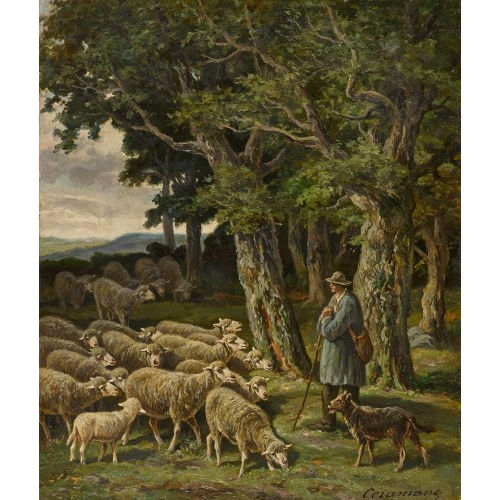 CHARLES-FERDINAND (EIGTL. SEMAIN CERAMANO : Hirte mit Schafherde (DOBIASCHOFSKY AUKTIONEN AG)