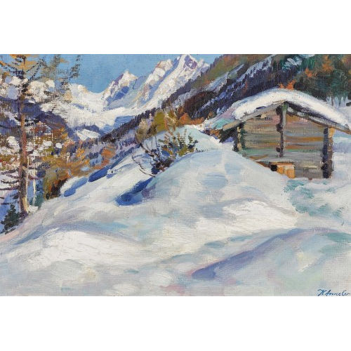 KARL ANNELER : Sonniger Wintertag im Gebirge (DOBIASCHOFSKY AUKTIONEN AG)