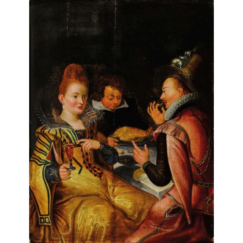 17. JH. FL�MISCH : Elegantes Paar beim gemeinsamen Mahl (DOBIASCHOFSKY AUKTIONEN AG)