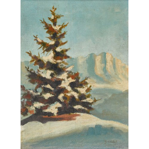 19. JH. FRANKREICH : Winterlandschaft mit grosser Tanne (DOBIASCHOFSKY AUKTIONEN AG)