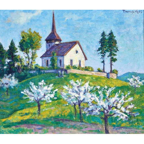 FRAN�OIS GOS : Fr�hlingslandschaft mit Kapelle (DOBIASCHOFSKY AUKTIONEN AG)
