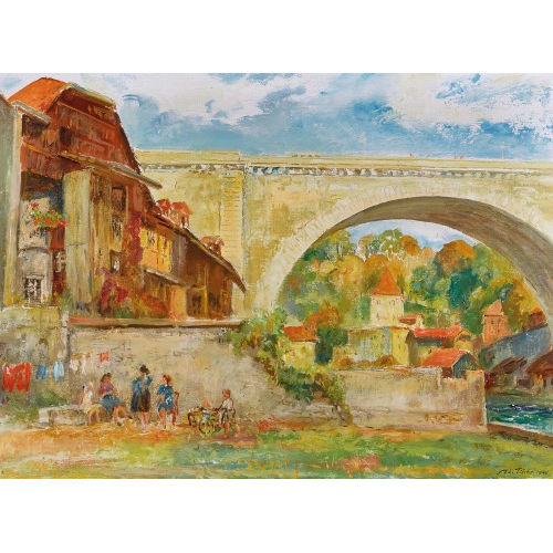 ADOLF TI�CHE : Die Nydeggbr�cke in Bern mit dem Untertorturm (Felsenburg) (DOBIASCHOFSKY AUKTIONEN AG)