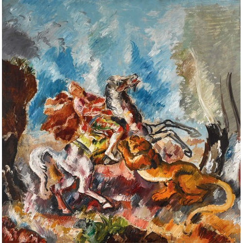 CHARLES GEORGES DUFRESNE : La Chasse au Lion (DOBIASCHOFSKY AUKTIONEN AG)