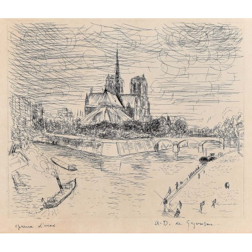 ANDR� ALBERT MARIE DUNOYER DE SEGONZAC : Notre-Dame de Paris (DOBIASCHOFSKY AUKTIONEN AG)
