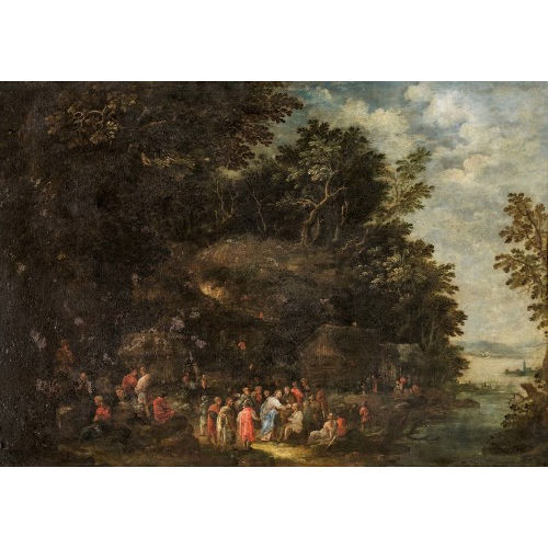 17. JH. FL�MISCH : �ppige Baumlandschaft mit der Heilung des Blindgeborenen (DOBIASCHOFSKY AUKTIONEN AG)
