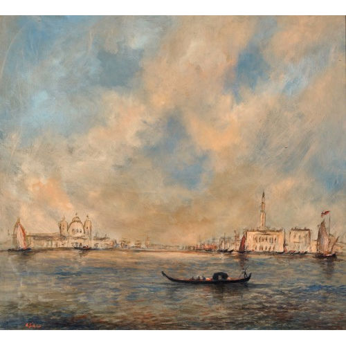 HENRY SAINT-CLAIR : Blick auf Venedig mit Gondoliere (DOBIASCHOFSKY AUKTIONEN AG)
