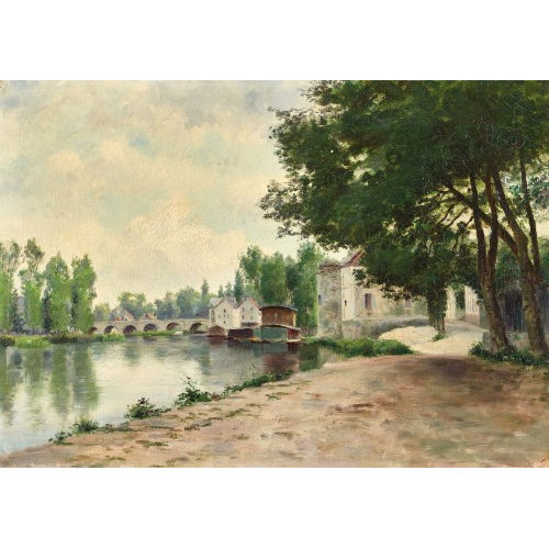 EDMOND CHARLES JOSEPH YON : Landschaft mit Fluss und alter Br�cke (DOBIASCHOFSKY AUKTIONEN AG)