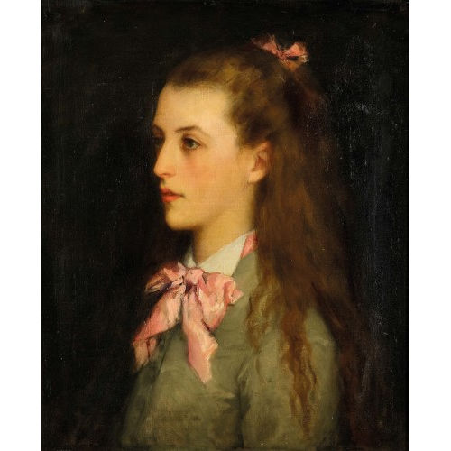 JACQUES FERNAND HUMBERT : Brustportr�t eines M�dchens mit blassroter Schleife (DOBIASCHOFSKY AUKTIONEN AG)