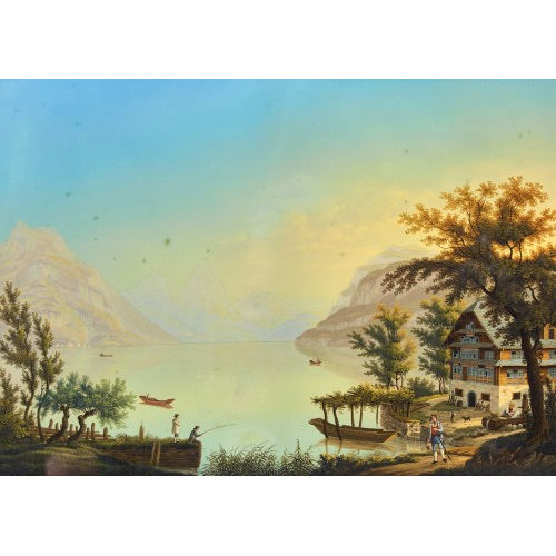 JOHANN HEINRICH II BLEULER : Ansicht von Beckenried mit Vierwaldst�ttersee (DOBIASCHOFSKY AUKTIONEN AG)