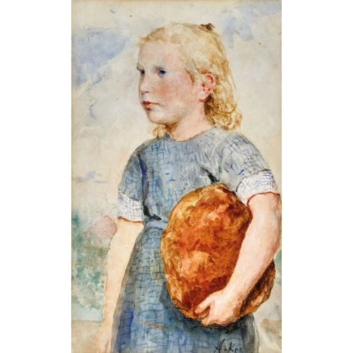 ALBERT ANKER : Mdchen mit Brotlaib (DOBIASCHOFSKY AUKTIONEN AG)