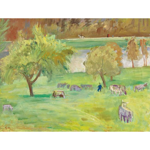 ERNST MORGENTHALER : 'K�he an der Limmat' (DOBIASCHOFSKY AUKTIONEN AG)