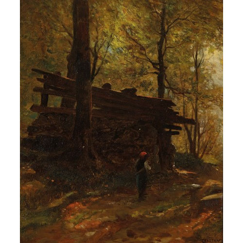 GUSTAVE EUG�NE CASTAN : Waldh�tte mit B�uerin (DOBIASCHOFSKY AUKTIONEN AG)