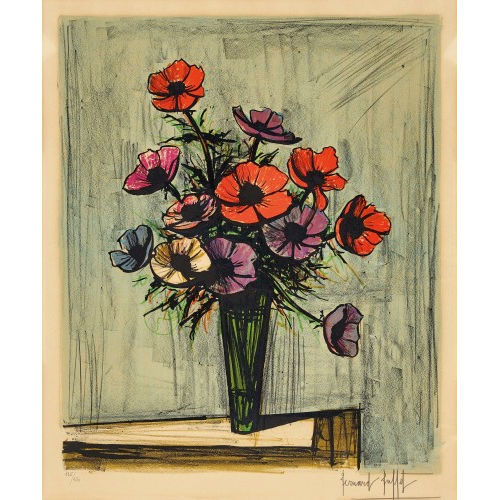 BERNARD BUFFET : Anemonenstrauss in Vase (DOBIASCHOFSKY AUKTIONEN AG)