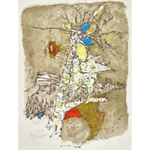ALOIS CARIGIET : Falke auf entlaubtem Baum (DOBIASCHOFSKY AUKTIONEN AG)