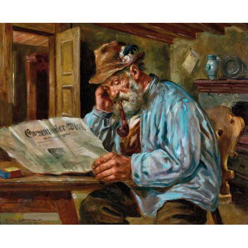 HANS GARTMEIER : Emmentaler Bauer bei der Zeitungslekt�re (DOBIASCHOFSKY AUKTIONEN AG)