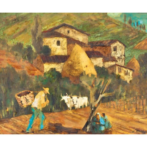 WALTER KREBS : S�dliche Landschaft mit Bauern (DOBIASCHOFSKY AUKTIONEN AG)