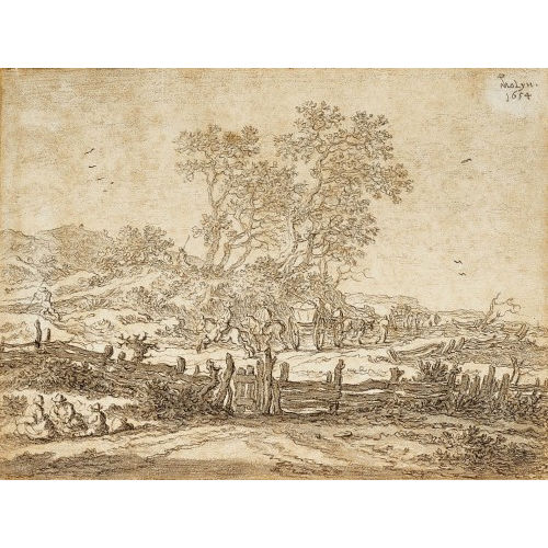 PIETER DE MOLIJN : Landschaft mit Zaun und Bauern (DOBIASCHOFSKY AUKTIONEN AG)