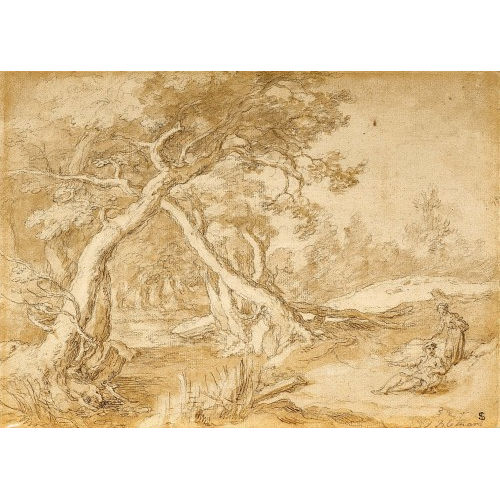 ABRAHAM BLOEMAERT : Baumlandschaft mit Fluss und rastenden Wanderern (DOBIASCHOFSKY AUKTIONEN AG)