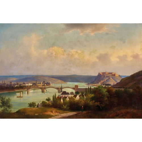 WALTHER W�NNENBERG : Mosellandschaft bei Koblenz mit der Festung Ehrenbreitstein (DOBIASCHOFSKY AUKTIONEN AG)