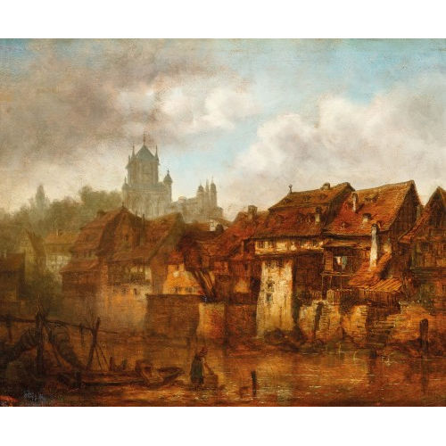 19. JH. DEUTSCHLAND : Stadtpartie am Fluss (DOBIASCHOFSKY AUKTIONEN AG)