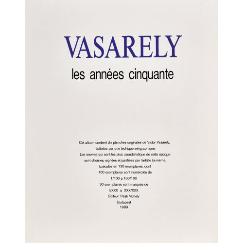 VICTOR VASARELY : 'Vasarely. Les ann�es cinquante' (DOBIASCHOFSKY AUKTIONEN AG)