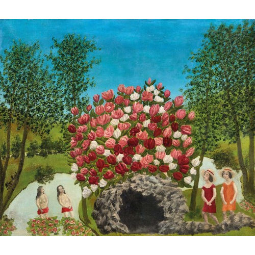 ANDRE BAUCHANT : Personnages regardant des fleurs (DOBIASCHOFSKY AUKTIONEN AG)