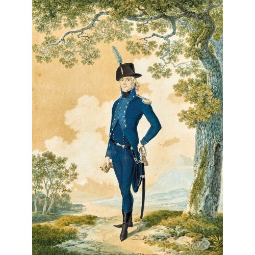 MARQUARD FIDEL DOMENIKUS WOCHER : Junger Mann mit Uniform in weiter Landschaft (DOBIASCHOFSKY AUKTIONEN AG)