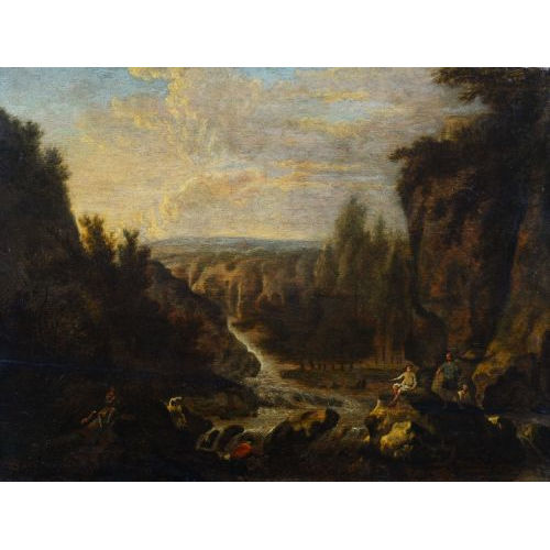 JAN DIRKS BOTH : Landschaft mit Anglern (DOBIASCHOFSKY AUKTIONEN AG)