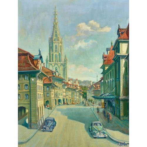 ERNST STAUB : Die Berner Herrengasse mit M�nsterturm (DOBIASCHOFSKY AUKTIONEN AG)