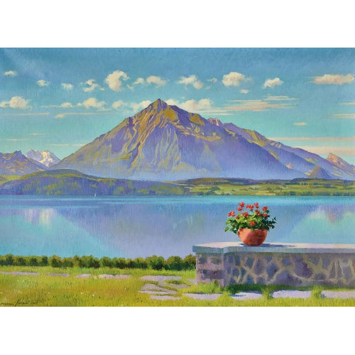 MARCUS JACOBI : Thunersee mit Niesen (DOBIASCHOFSKY AUKTIONEN AG)