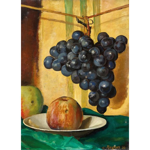 LOUIS REGUIN-DUCOMMUN : Stillleben mit blauen Trauben und �pfeln (DOBIASCHOFSKY AUKTIONEN AG)
