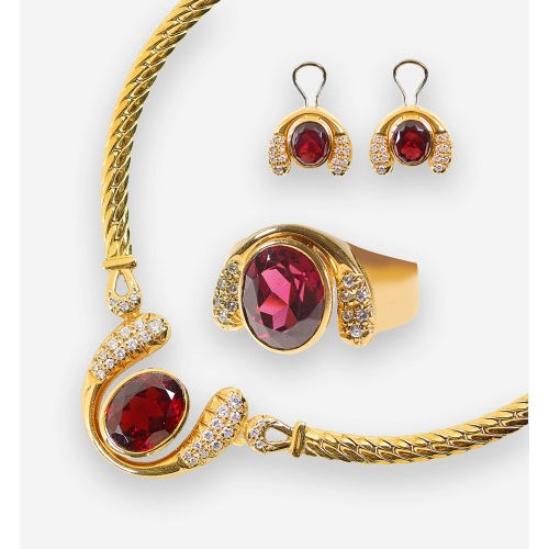 RHODOLITH-DIAMANT-PARURE : G�belin, Luzern (DOBIASCHOFSKY AUKTIONEN AG)