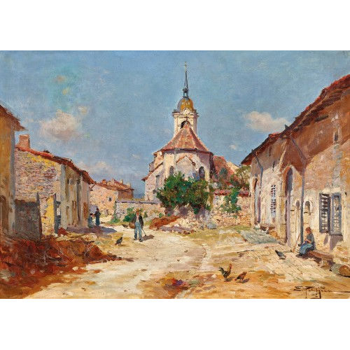 EDMOND MARIE PETITJEAN : Vue de village (DOBIASCHOFSKY AUKTIONEN AG)