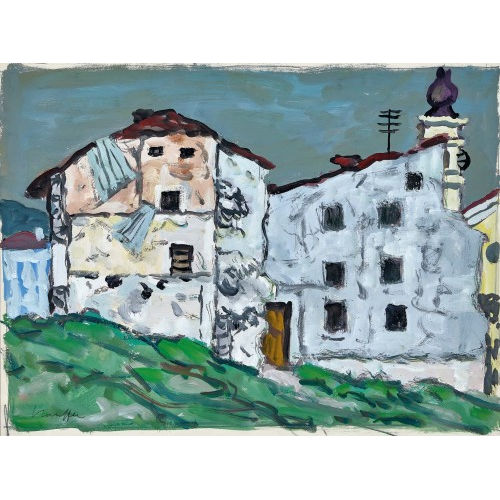 FRED STAUFFER : H�user und Kirchturm (DOBIASCHOFSKY AUKTIONEN AG)