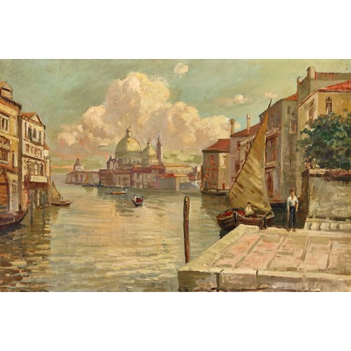 LAZZARO PASINI : Partie in Venedig mit Santa Maria della Salute (DOBIASCHOFSKY AUKTIONEN AG)