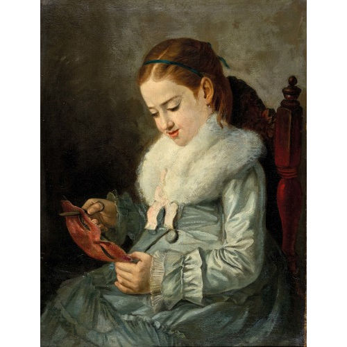 JOS� MARIA MURILLO Y BRACHO : Portr�t eines M�dchens mit Augenmaske (DOBIASCHOFSKY AUKTIONEN AG)