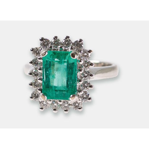 SMARAGD-DIAMANT-RING : (DOBIASCHOFSKY AUKTIONEN AG)
