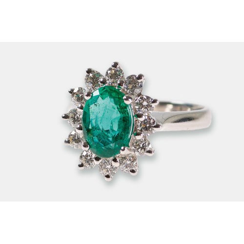 SMARAGD-DIAMANT-RING : (DOBIASCHOFSKY AUKTIONEN AG)
